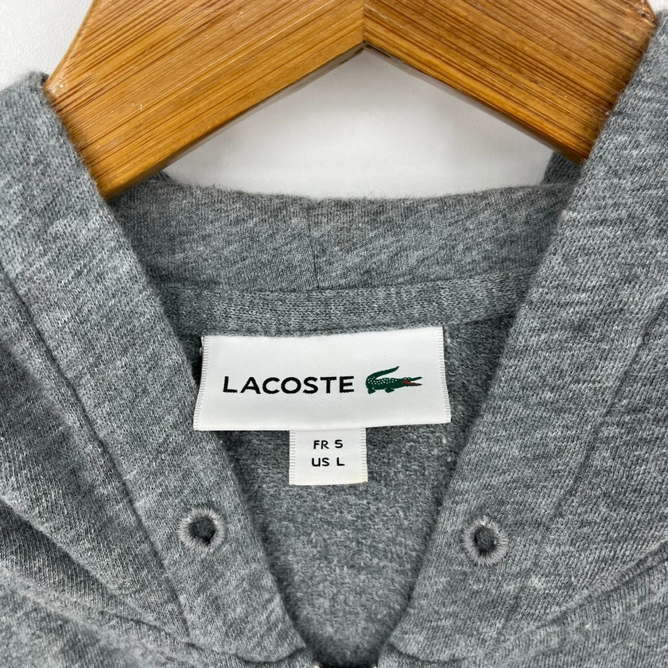 Sudadera con Capucha Cremallera Completa Lacoste Para Mujer Talla L Gris Logo Bolsillos Foto 4 de 4
