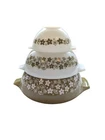 Pyrex Spring Blossom Green Cinderella Nesting Bowls" Crazy Daisy" Set of 3