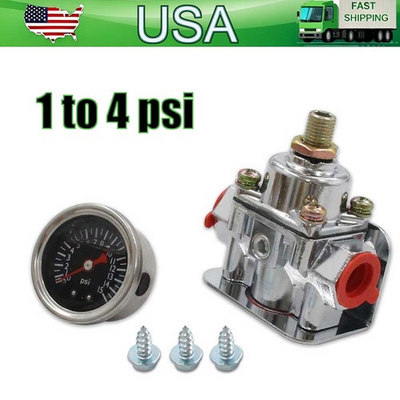 #ad Low Fuel Pressure Regulator With Gauge Screws For Carburetor 1 4 PSI 12 804 #T $29.99