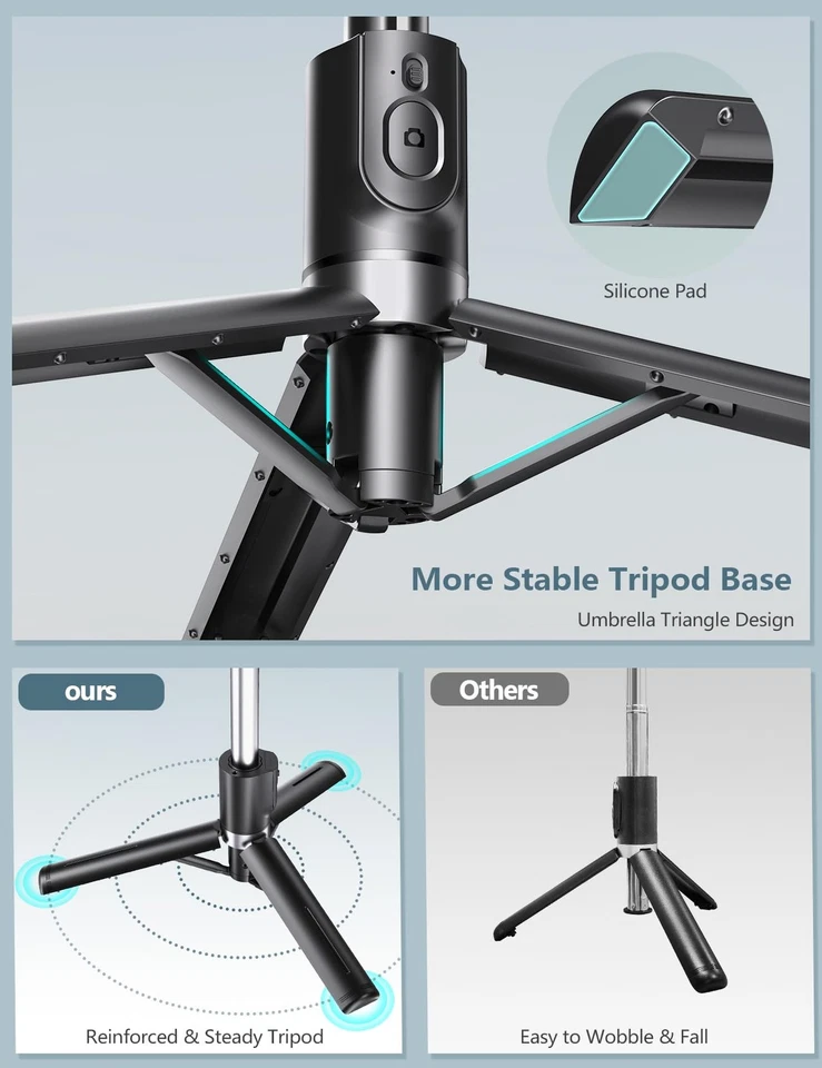Selfie Stick Tripod with Light, 45'' Selfie Stick with Wireless Remote, Porta... - Image 4 of 4