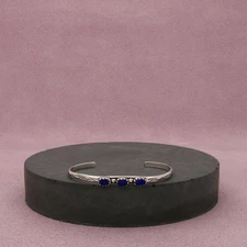 sterling silver vintage lapis lazuli childs cuff bracelet size 4.75in