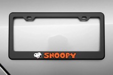 Snoopy License Plate Frame Premium Black Metal Usa Made Anti Rust Snoopy License Plate Frame Premium Black Metal Usa Made Anti Rust
