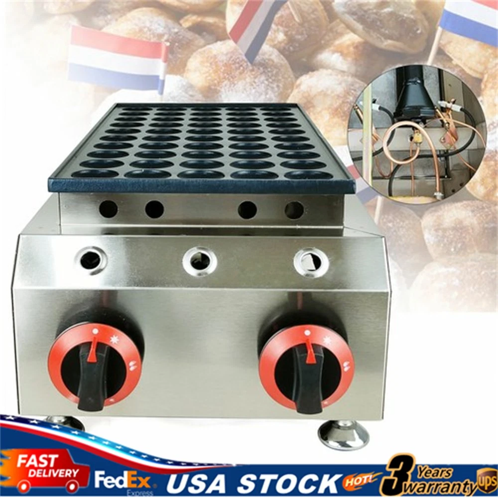 LPG Gas Mini Dutch Pancake Maker Machine 50 Holes Nonstick Poffertjes Mahine