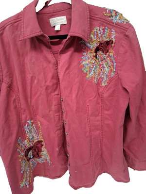 CJ Banks 3XL Jacket with multicolored fringe embroidery 