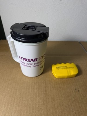 Vtg 22 Oz  Mug / Cup Lortab (Warning May Be Habit Forming) Ucb Pharma