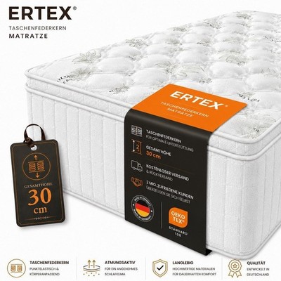 ERTEX 7 Zonen Taschenfederkern Matratze 30 cm 90x200 140x200 160x200 180x200 cm