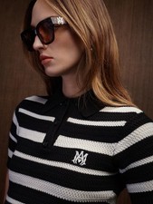 Amiri MA Striped Knit Crop Polo Shirt size S