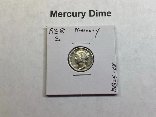 1938 S Mercury 90% Silver Dime VF Condition from San Francisco Mint 100325 08d
