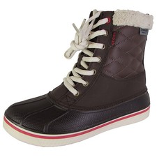 Crocs Womens AllCast Waterproof Duck Boot Shoes, Espresso/Red, US 5