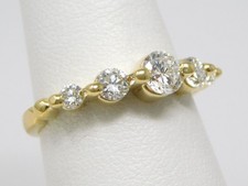 14 kt Yellow Gold 5 Stone Wedding Diamond Half Band Ring Sz 6 3/4 B9113