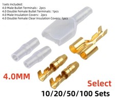 10-100 Sets 4.0mm Brass Bullet Terminals Male Female Wire Crimp Connectors