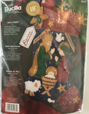 Bucilla Christmas Silent Night Felt Stocking Kit Applique Nativity 18" 2004