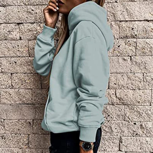 Ladies Loose Fit Long Sleeve Pullover Women Fall Warm With Pocket Hooded Tops - Picture 56 of 80