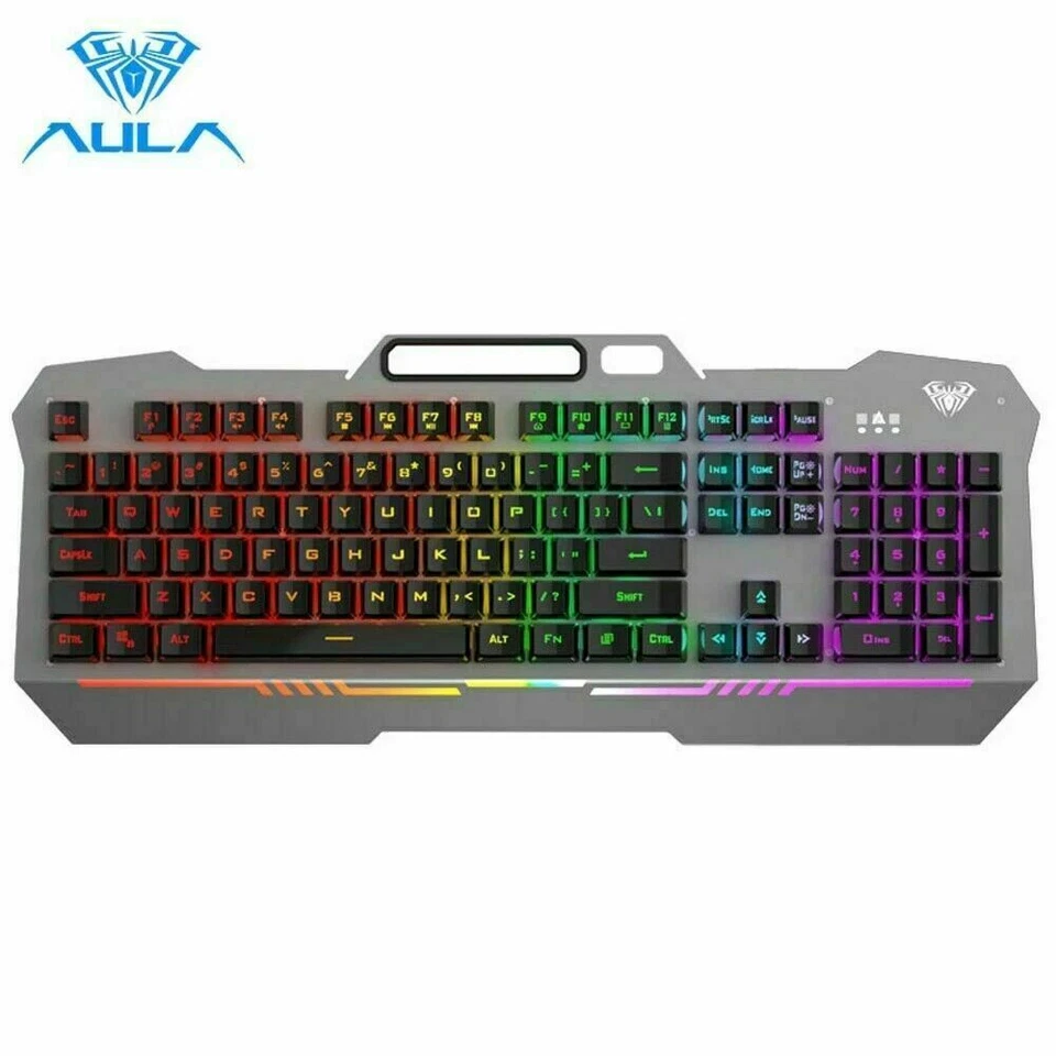 F3010 Backlit Wired Gaming Keyboard 104 Keys Anti-ghosting Ergonomic Metal Panel - Image 2 of 4