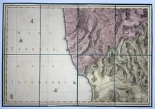 ITALY CALABRIA CITRA & ULTRA 1789 RIZZI ZANNONI/GUERRA LARGE ANTIQUE MAP
