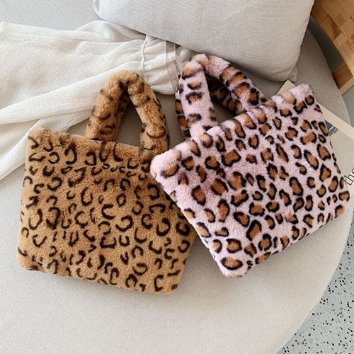 fluffy cheetah print bag