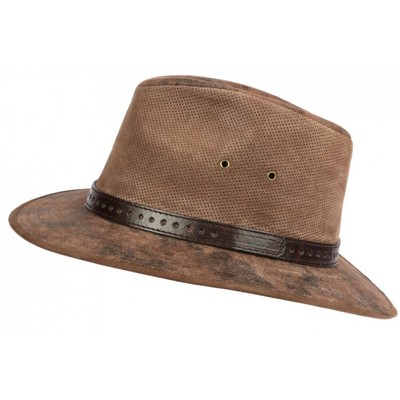 Chapeau En Cuir Marron Traveller Classe Kodiak - Marque Aussie Apparel - Taille L