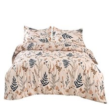 Blush Boho Floral Duvet Cover Set Size, Soft Botanical Printed King Ferns