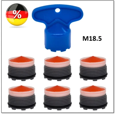 MARKENLOS 6 X Strahlregler Perlator M18,5 x 1 mit Münzschlitz und 1 X Schlüssel M18.5