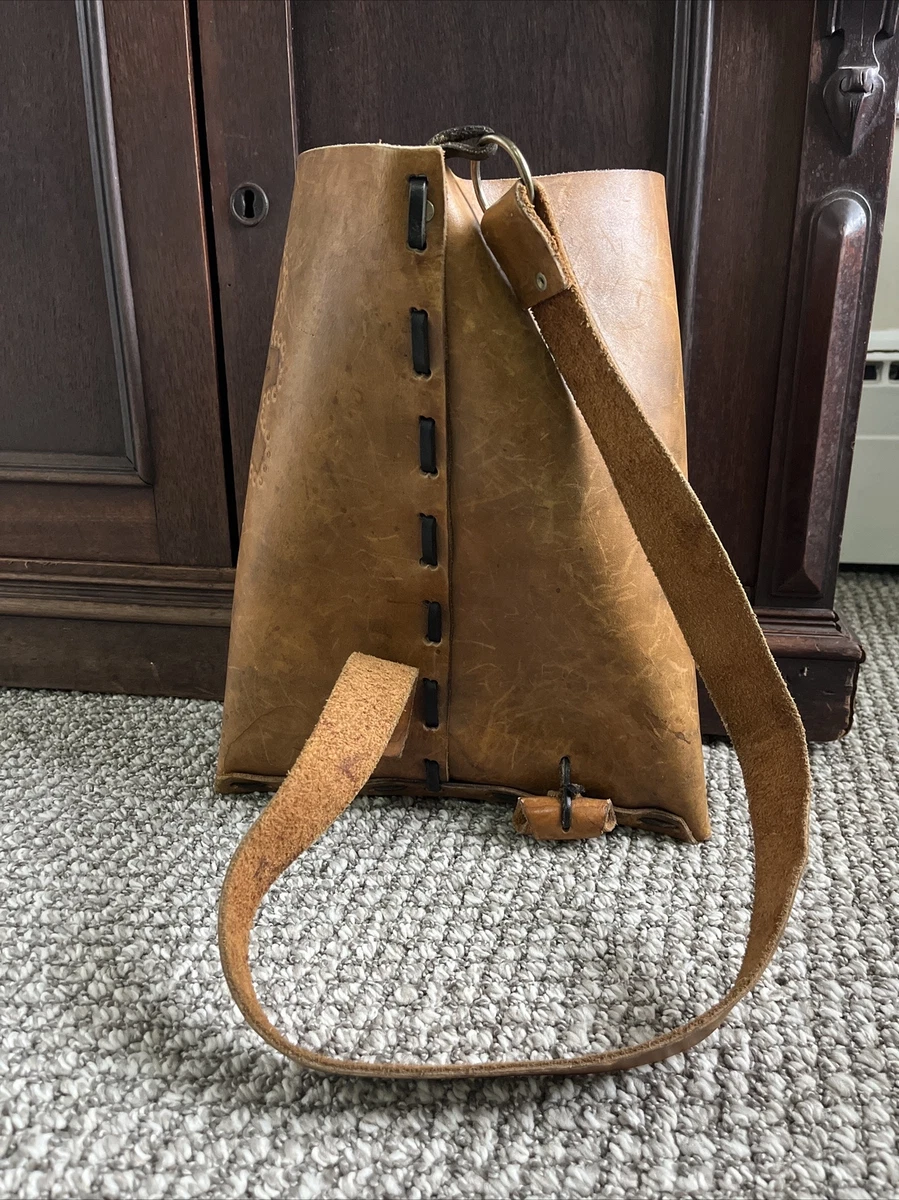 Handmade leather bucket bag sale
