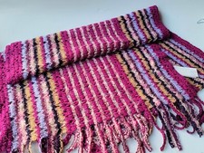 Missoni Scarf Burgundy Pink Zig Zag Knit Italy 16"x74" gorgeous colors Large