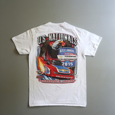 Drag Racing Shirt Adult Small White NHRA US Indiana Nationals Funny Car Mens