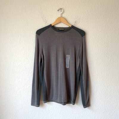 LENOR ROMANO Sweater T-Shirt Mens Sz M Grey LS Knit Crewneck Pullover Tee NWT