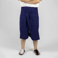 Thai Navy Short Leg Thai Fisherman Pants Massage Hippie Boho Yoga Pilates TaiChi