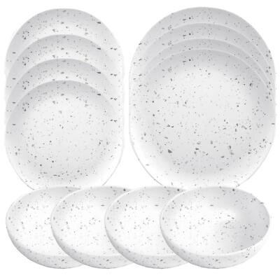 Epicurean weiß Terrazzo Melamin/Kunststoff - 12-teilig - Geschirr - 4er Set