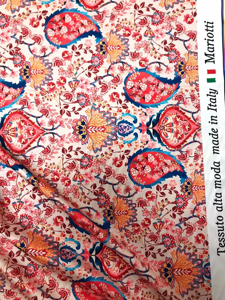 Hochwertig Digitaldruck Seide Satin Stoff Meterware von Mariotti Italien - Bild 4 von 4