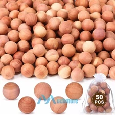 100% Nature Aromatic Red Cedar Balls for Clothes Storage 50PCs with 3 Satin Bags