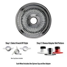 15x7 Standard 100 Spoke Straight Lowrider Wire Wheel Cap Adapter Single
