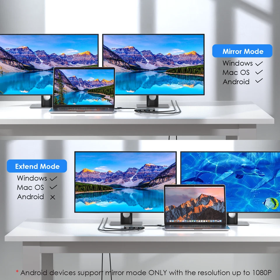 WAVLINK USB 3.0/USB-C to Dual 4K DisplayPort HDMI Hub Dual Monitor Adapter - Image 3 of 4