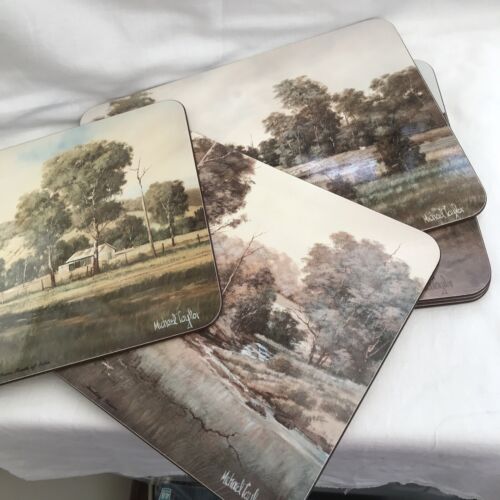 Placemats x 6, boxed, Jason Collection, Farmscape, cork-backed, New Zealand - Foto 1 di 14
