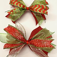 Grinch Inspired Messy Bows f Gifts Tree Fillers 9" long x 2 Bows Handmade New