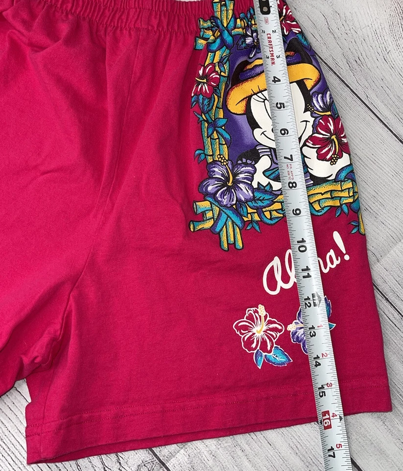 Mickey Unlimited Girls Size Small Mickey & Mini Mouse Aloha Hawaii Pink Shorts - Image 4 of 4