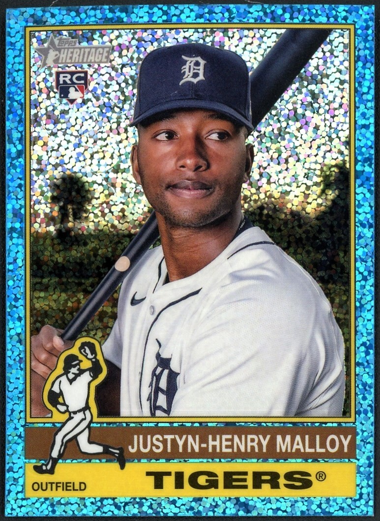 2025 Topps Heritage Chrome Justyn-Henry Malloy RC #305 Light Blue Sparkle
