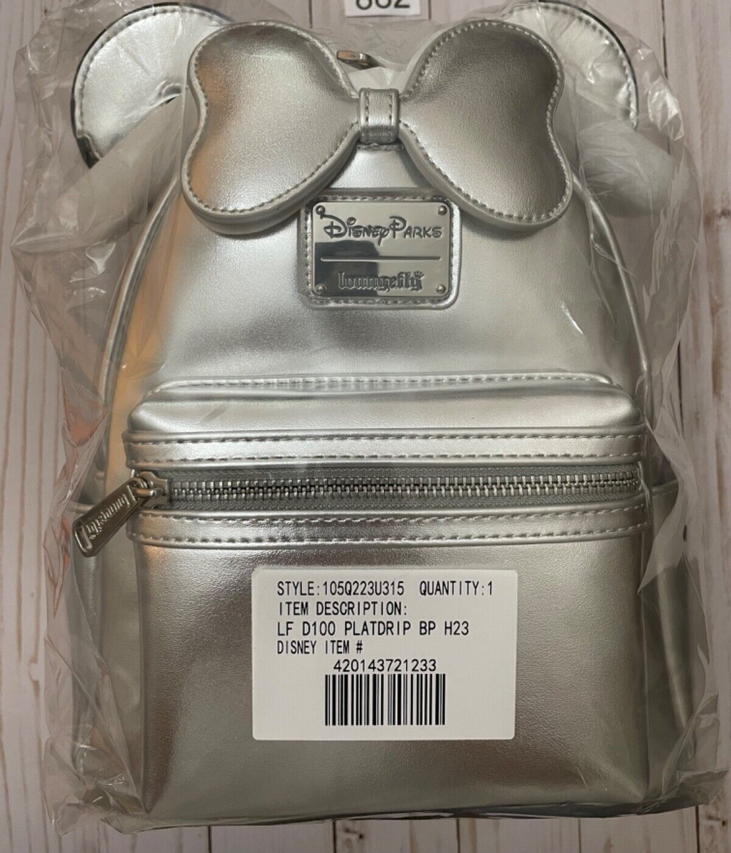 New, Rare】Minnie Mouse Disney 100 Platinum Silver Loungefly 