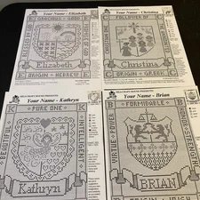 Hillcroft House Your Name Cross Stitch Lot of 4 Brian Kathryn Elizabeth Christin