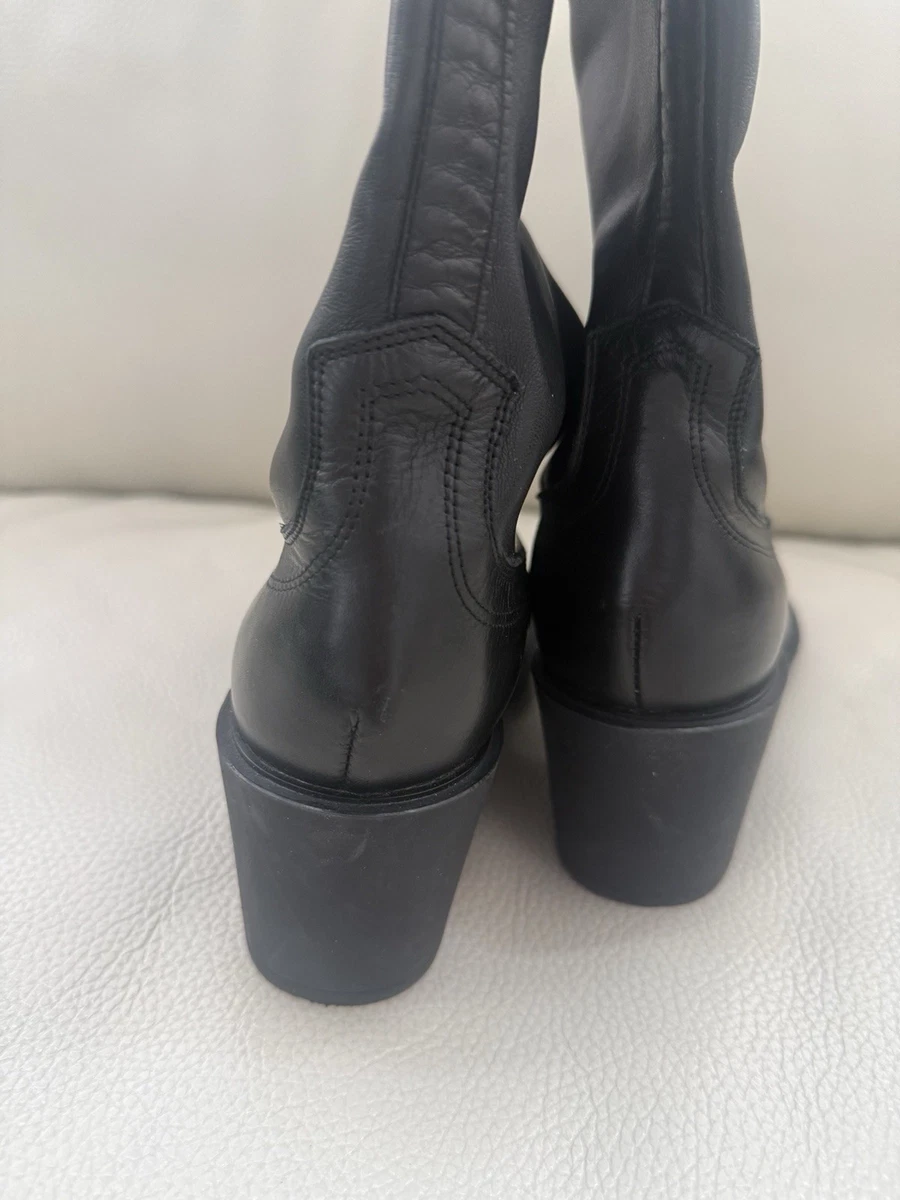 La Canadienne Paton Knee High Black Leather Boots Size 36.5