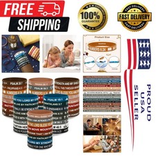 64pcs Bible Verse Rubber Bracelets Bulk Inspirational Christian Rubber Silico...
