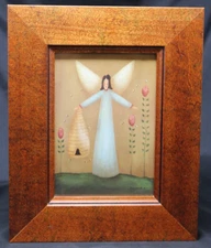 Folk Art Angel Picture Fiddlestix Framed Wall Decor Country Springtime