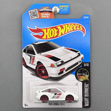 Hot Wheels `85 1985 Honda CR-X CRX White Night Burnerz 5/10 85/250 2016