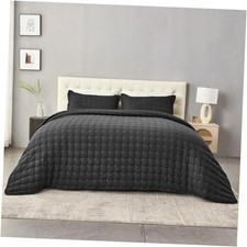 King Size Quilt Bedding Sets with Pillow Shams, King 90" x 104" Grey