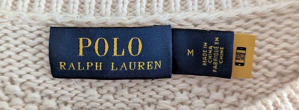 Женский укороченный свитер Polo Ralph Lauren с геометрическим мотивом средний размер кремовый - Изображение 3 из 4
