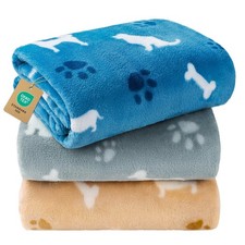 1 Pack 3 Blankets, Cute Dog Printed Fluffy Fleece Pet Blanket for Dogs Cats W...