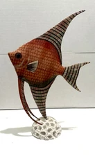 Handcrafted Angelfish Coral Base Beach Sand Decor Vibrant and Realistic 9” x 6”