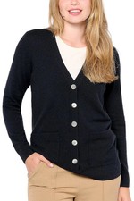 Isaac Mizrahi Live Women's Button-Front Cardigan w/ Pockets Black