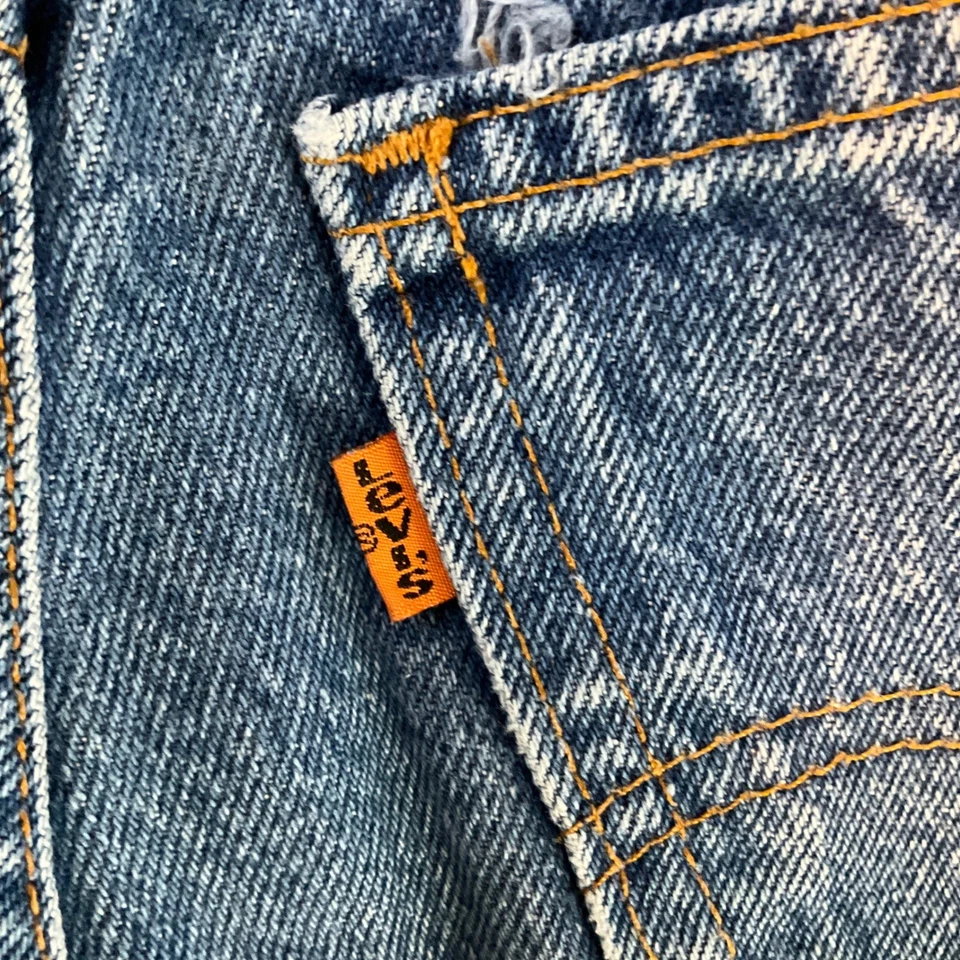 Levi's 505 Vintage Jeans 30x34 Straight Leg Denim Orange Tab Fading Whiskers - Image 4 of 4