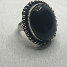 Sterling 925 Silver Oval Shaped Black Onyx Genuine Oval Handmade Ring sz 6.5